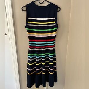 MILLY STRIPED FIT AND SLEEVELESS KNIT DRESS SIZE LARGE
